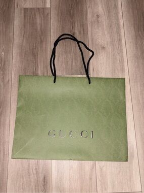 Gucci Olive Green Branded Paper Shopping Bag
